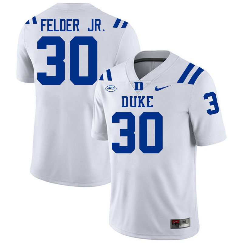 Duke Blue Devils #30 Will Felder Jr. College Football Jersey Stitched-White
